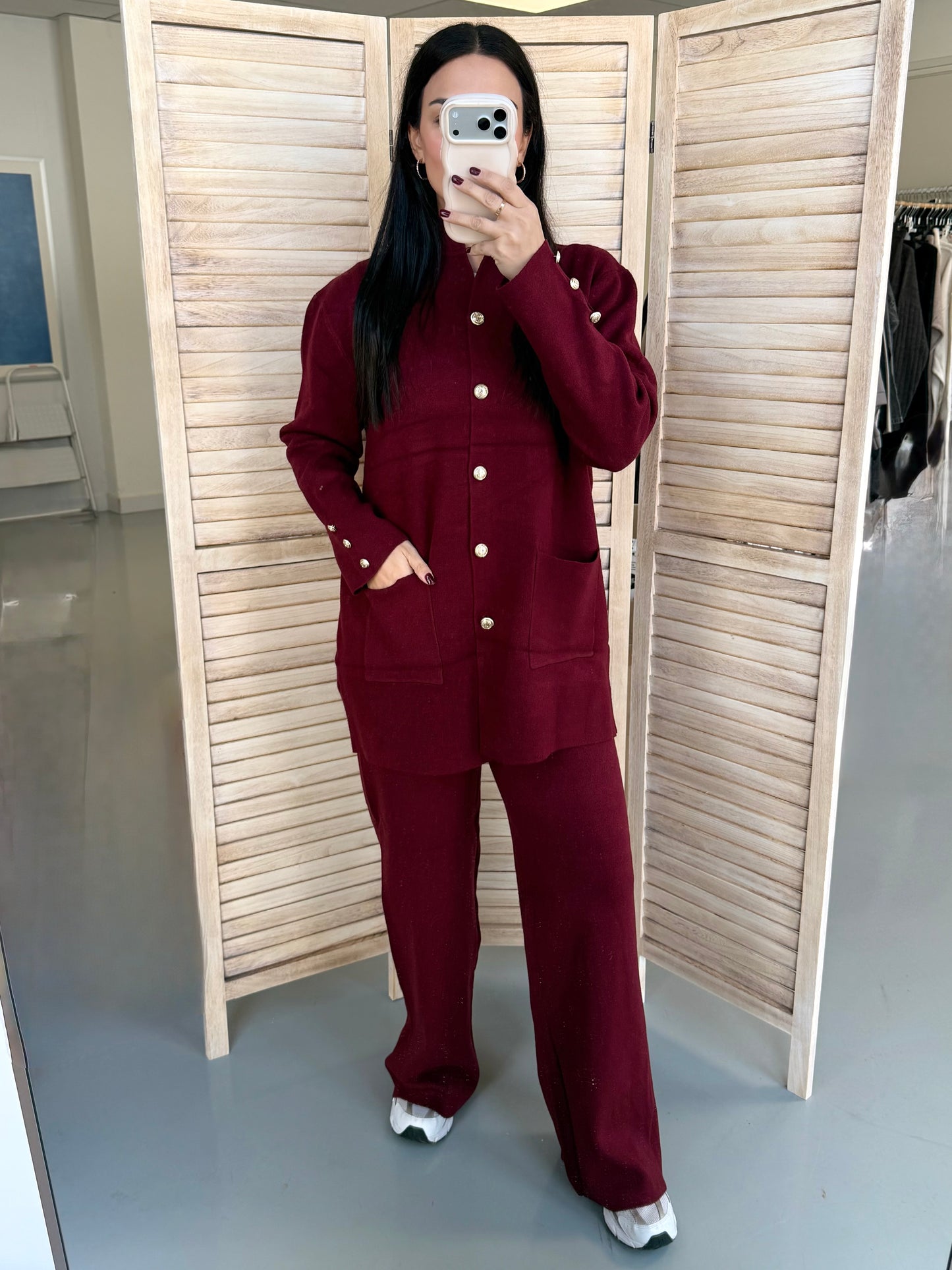 Elif knit set with gold buttons