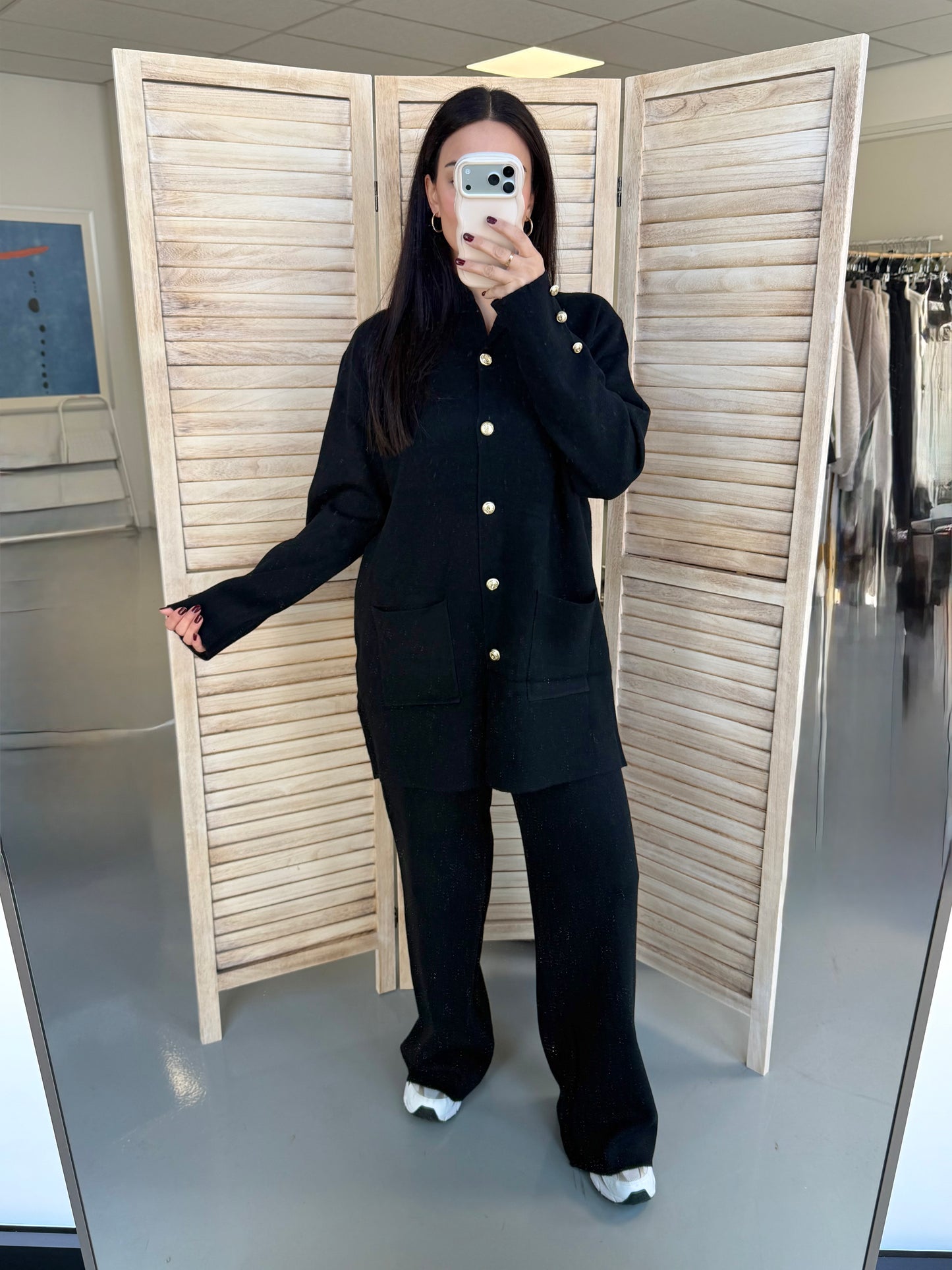 Elif knit set with gold buttons