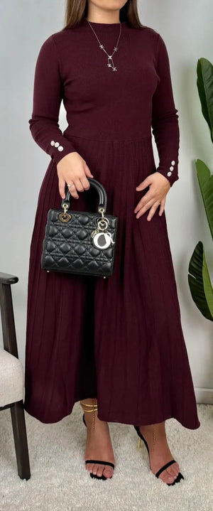 Manila knit dress with rhinestone buttons