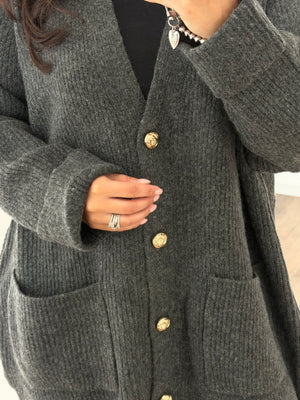 Defne knit vest with gold buttons