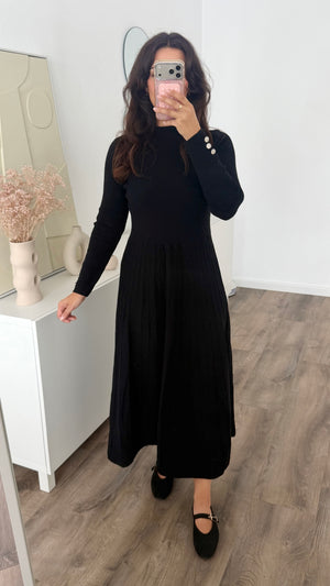 Manila knit dress with rhinestone buttons