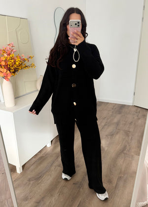 Amira knit set with gold buttons