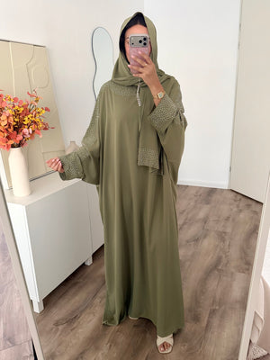Rafa rhinestones abaya with scarf