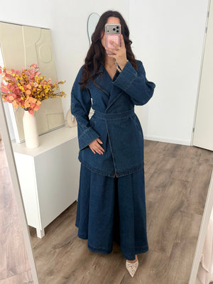 Daryna denim skirt set with belt