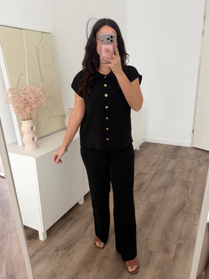 Celine knit set with gold buttons