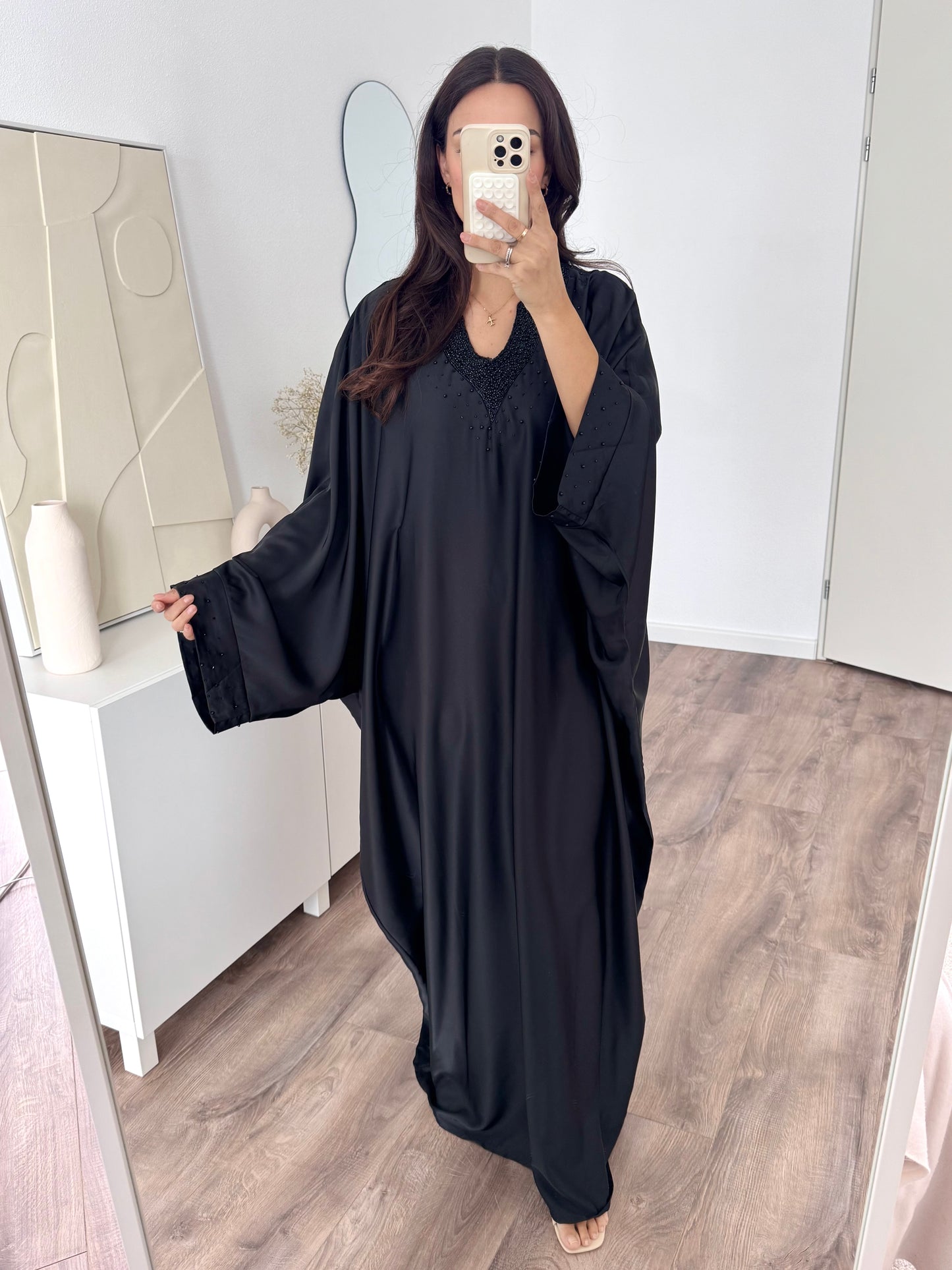 Farah premium abaya with hand-embroided beads