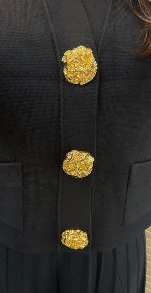 Elara knit set with gold buttons