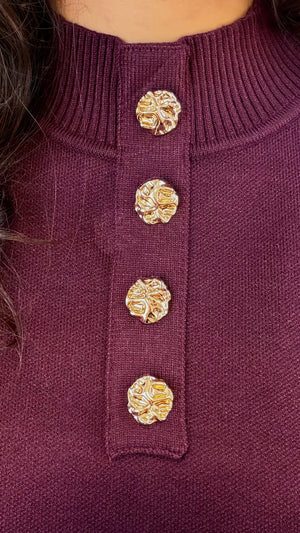 Seren knit set with gold buttons