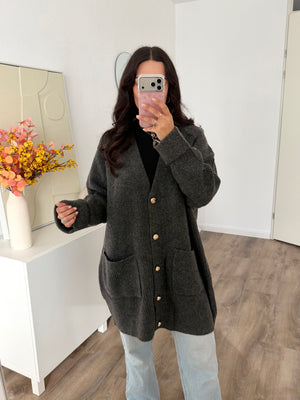 Defne knit vest with gold buttons