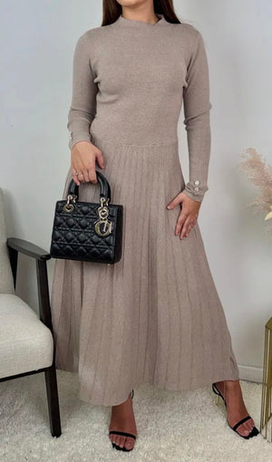 Manila knit dress with rhinestone buttons