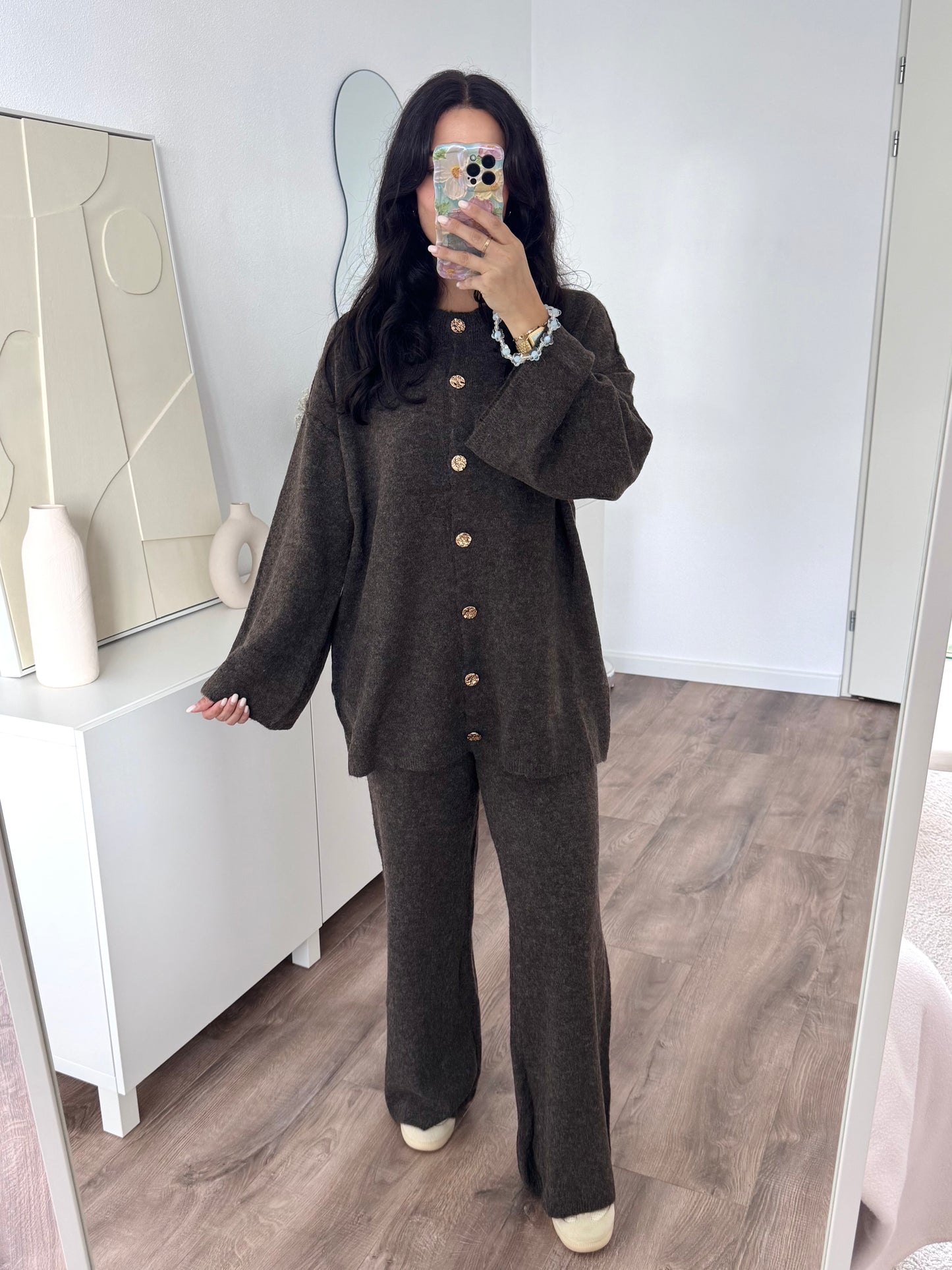 Aylin knit set with gold buttons(PRE ORDER)