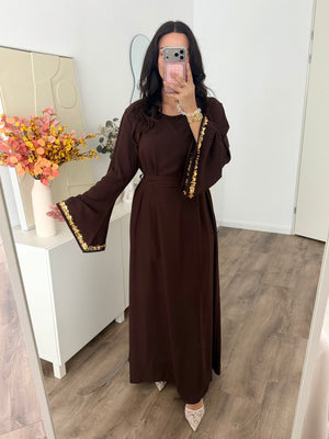 Shifa abaya with gold sequins