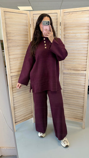 Seren knit set with gold buttons
