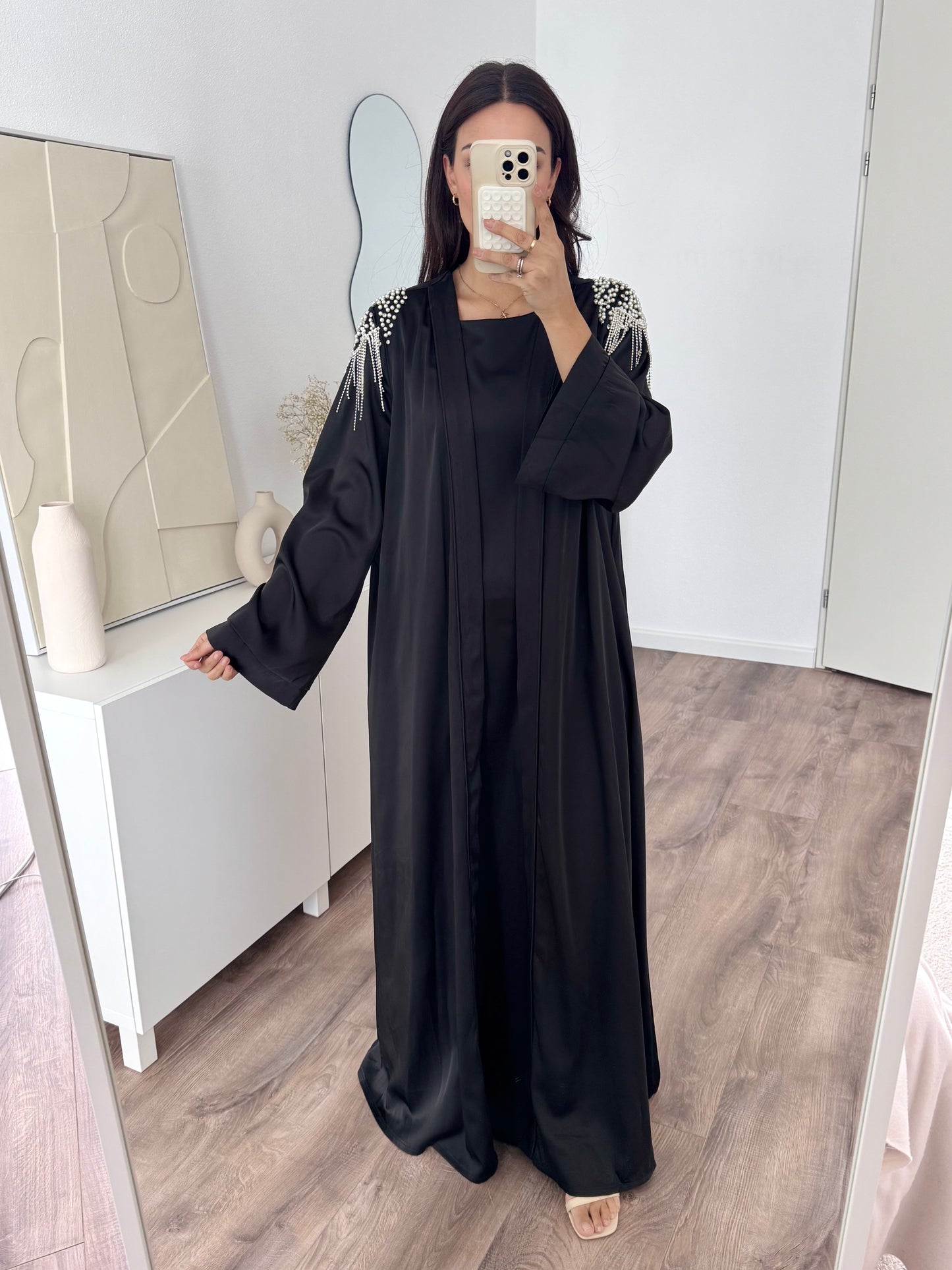 Alya premium abaya with hand-embellished shoulders