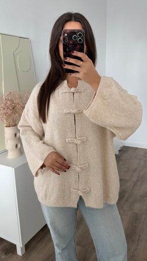 Naila wool blend knit sweater with knots