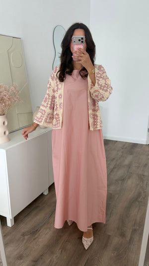 Vestido de algodón Selina con chaleco de punto