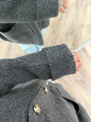 Defne knit vest with gold buttons