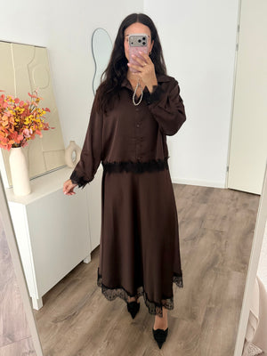 Leyla satin set with lace