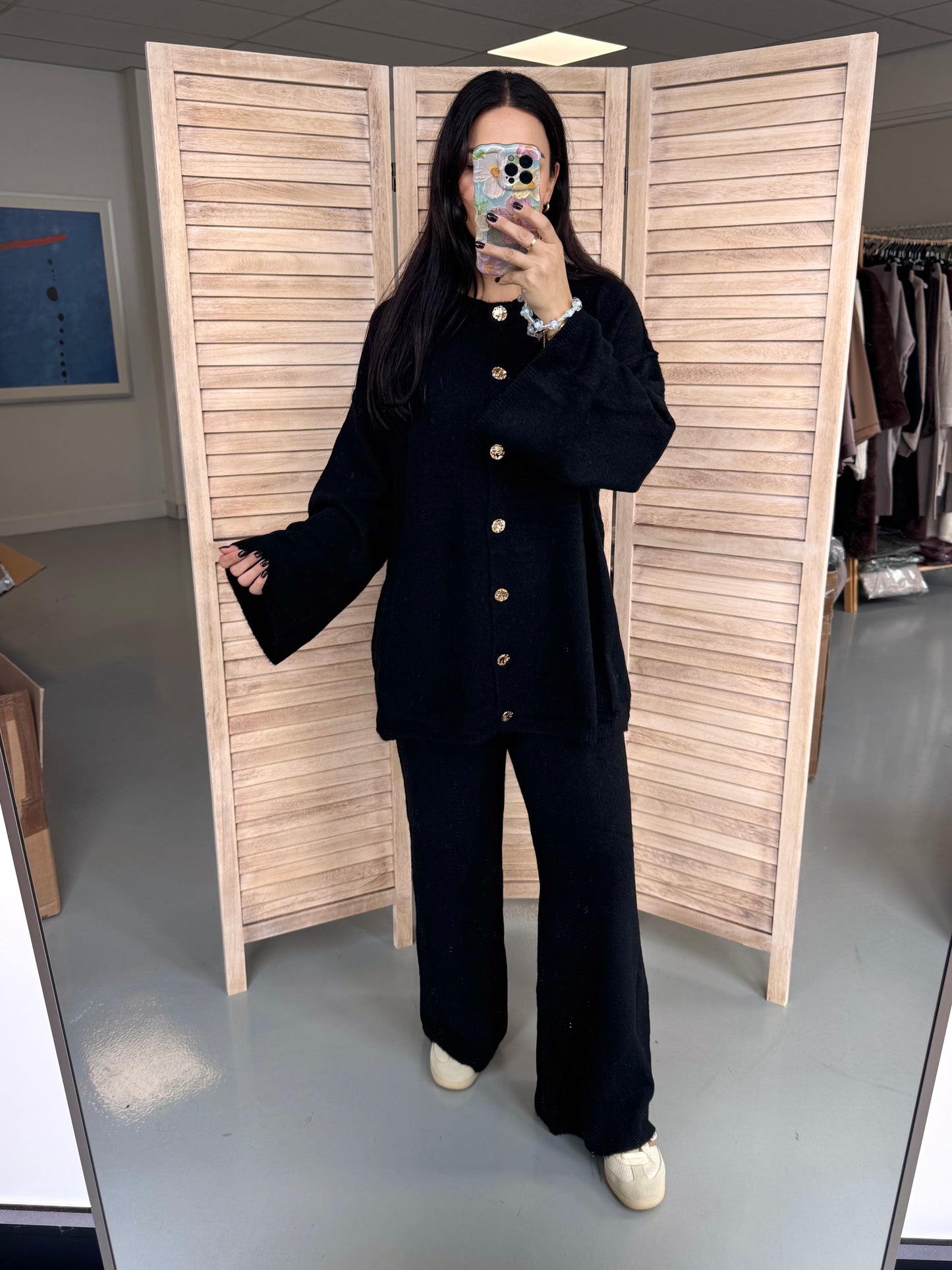 Aylin knit set with gold buttons(PRE ORDER)