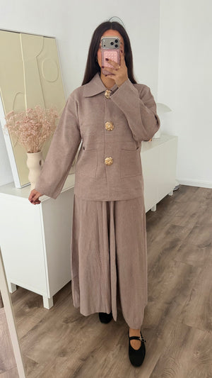 Neda knit set with gold buttons