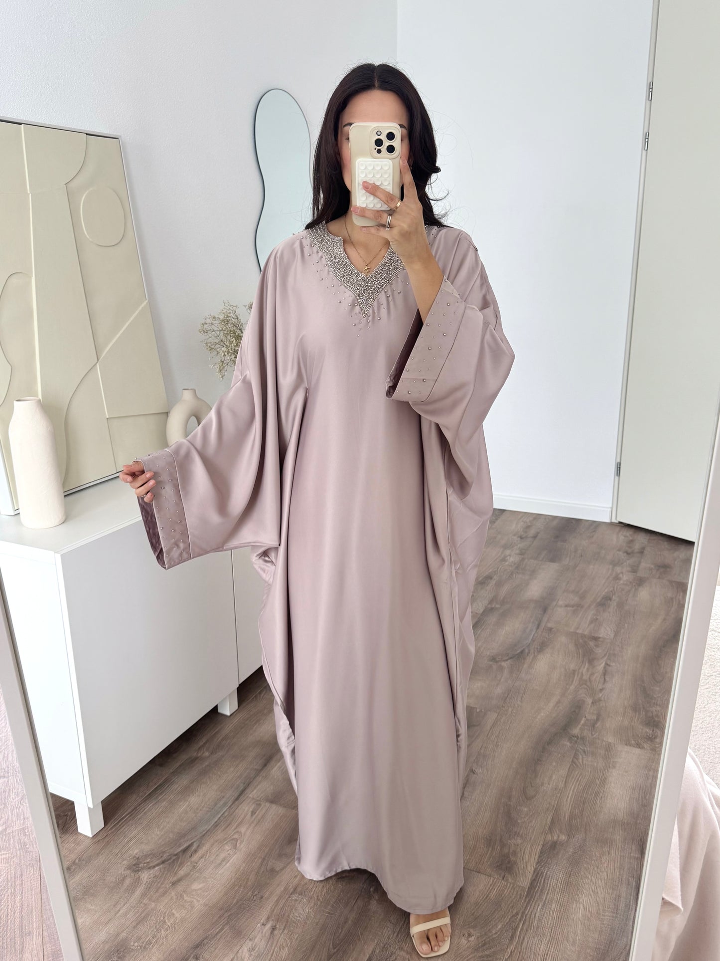 Farah premium abaya with hand-embroided beads