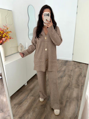 Amira knit set with gold buttons