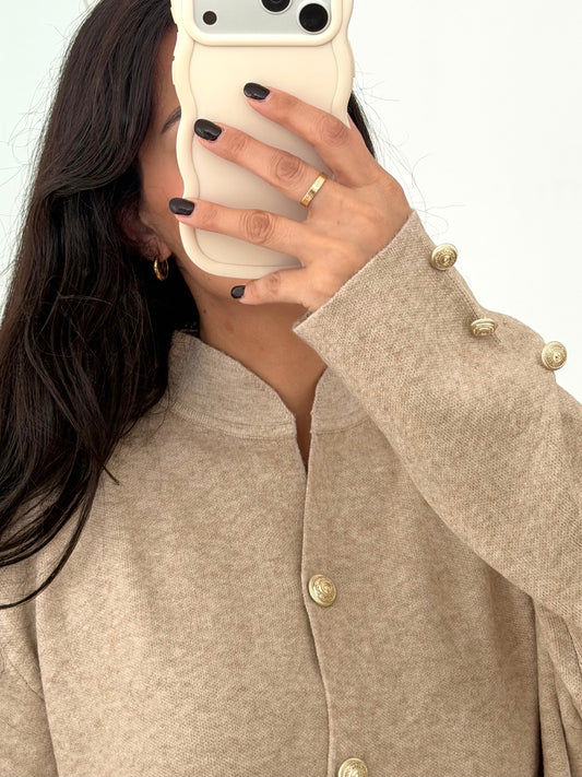 Elif knit set with gold buttons