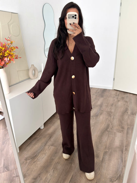 Amira knit set with gold buttons