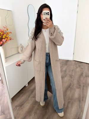 Farah knit vest with rhinestones and pearls